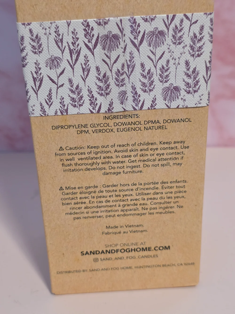Sand + Fog Apple Cider Reed Diffuser with Purple Floral Accents